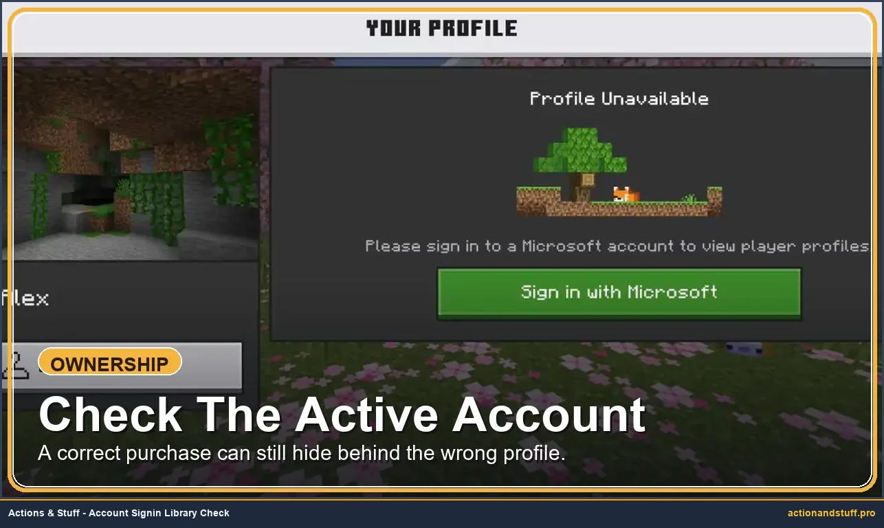 Minecraft profile sign-in verification screen
