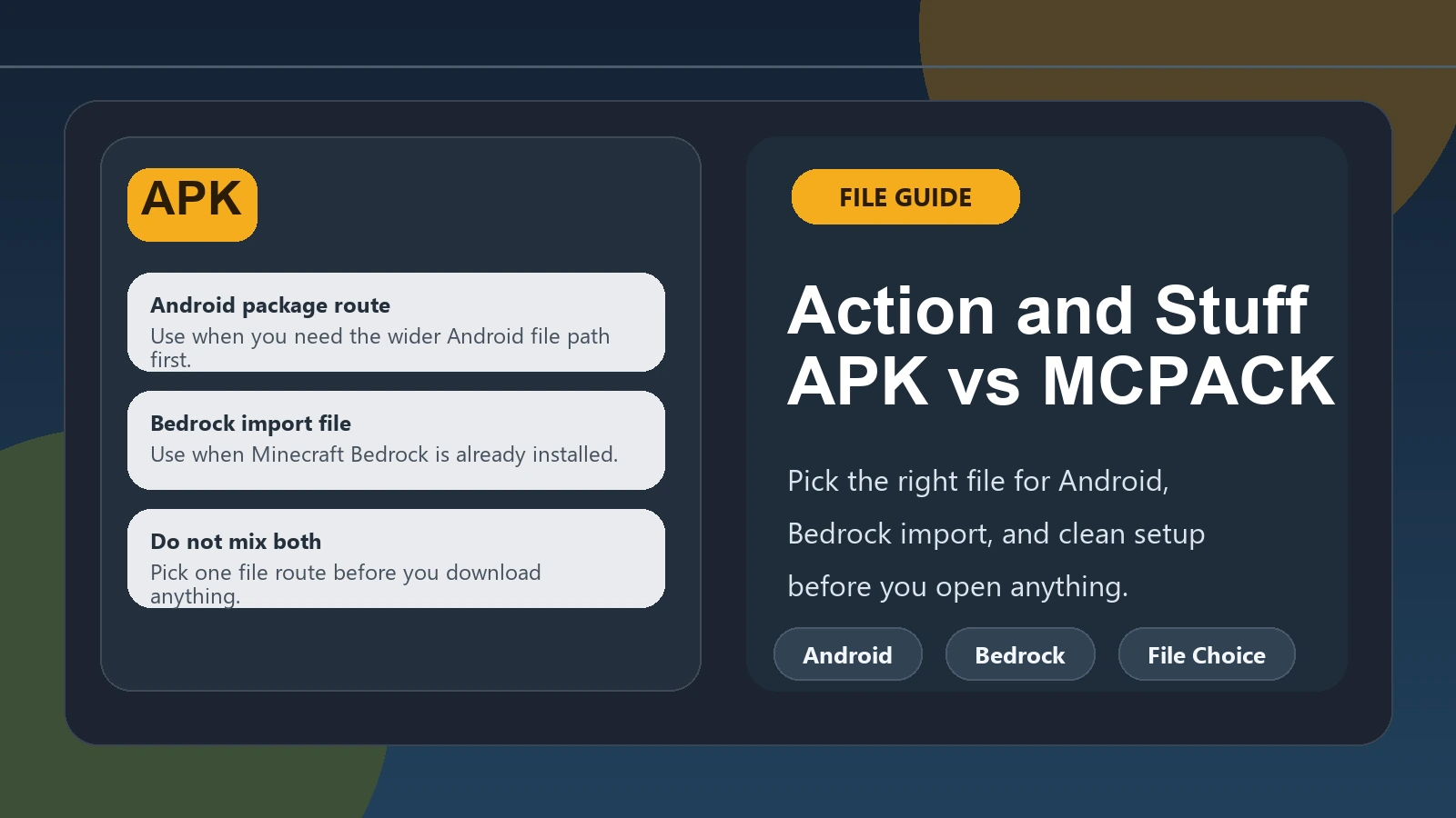 Comparison view of file manager icons for .mcpack vs .apk formats