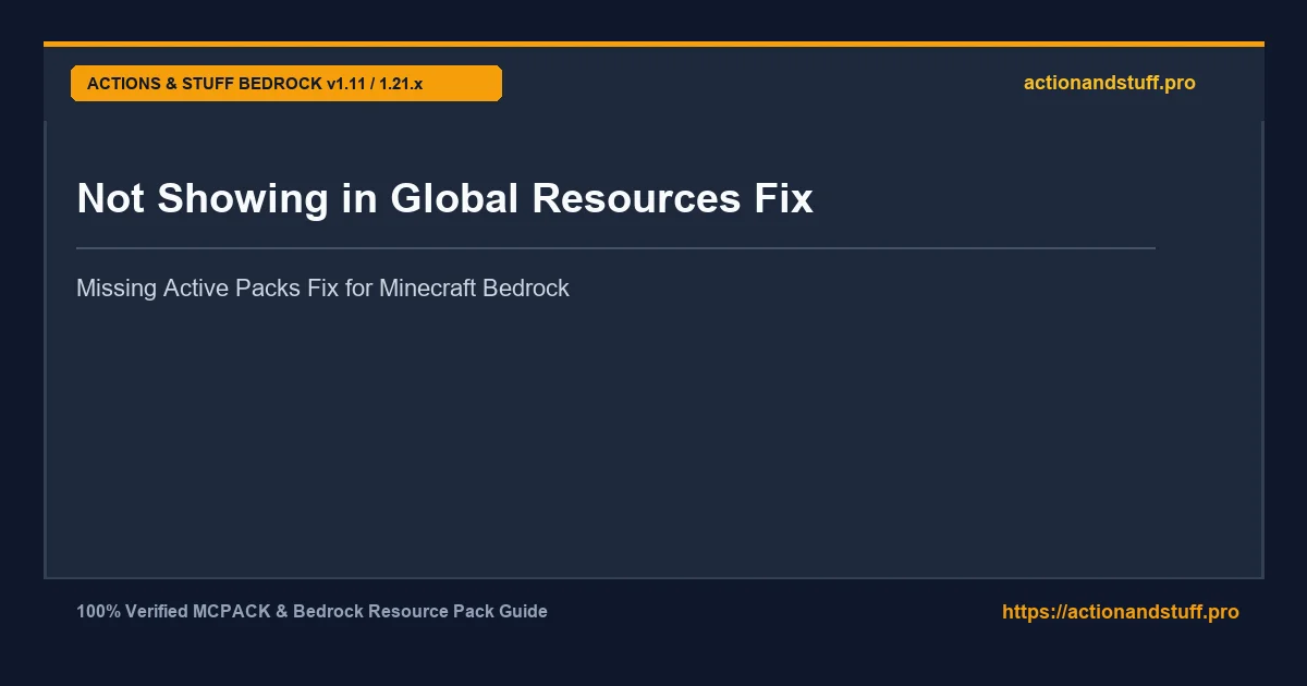 Actions & Stuff Missing from Global Resources? Fixes 1 Global resources menu showing active and available resource pack lists
