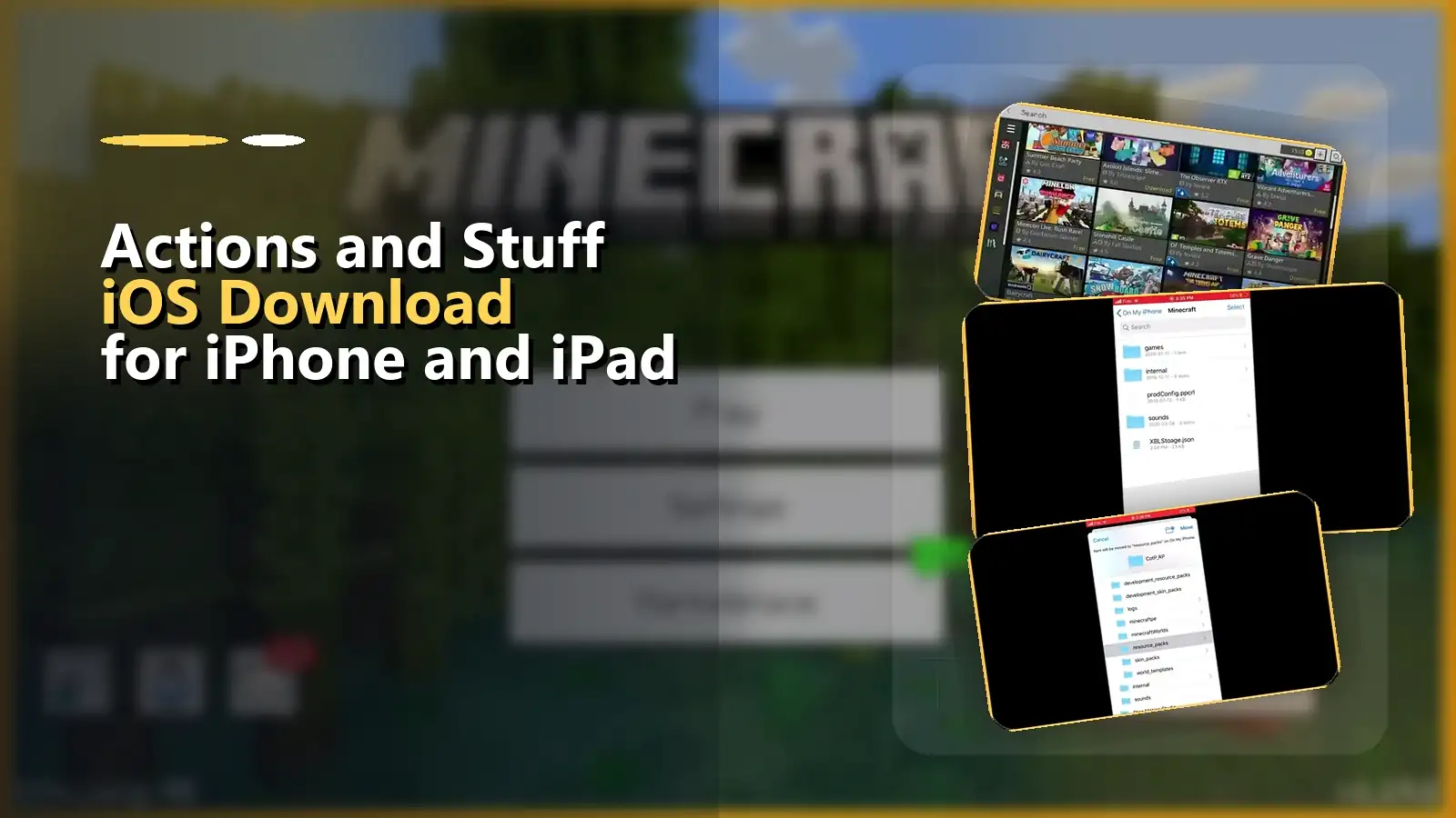 Actions & Stuff for iPhone and iPad: iOS MCPACK Guide 1 iOS device screen showing Minecraft file sharing interface