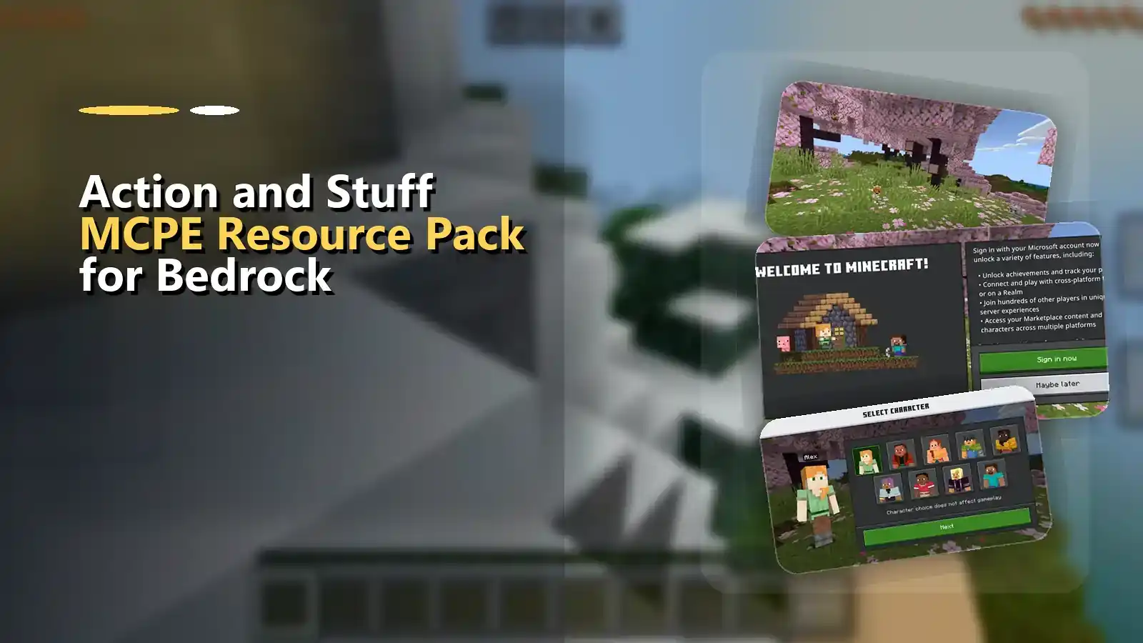 Minecraft Bedrock main menu interface showing resource pack options