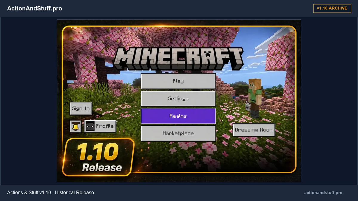 Actions & Stuff Download for Minecraft Bedrock (MCPACK) 4 Actions & Stuff v1.10 historical release overview banner