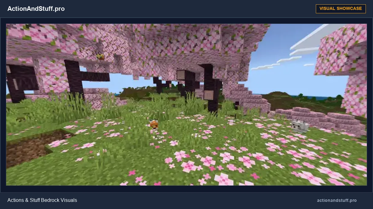 Actions & Stuff Download for Minecraft Bedrock (MCPACK) 2 Minecraft Bedrock visual effects and lighting showcase with Actions & Stuff