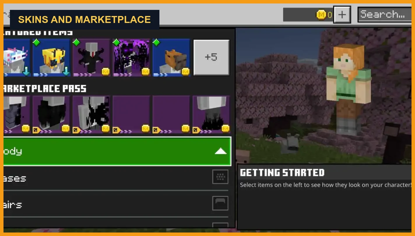 Minecraft Marketplace store page showing featured creator content